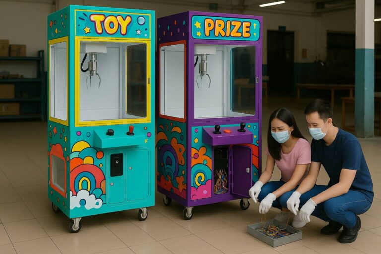 Claw machine cabinet assembly and electrical wiring