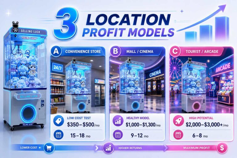 Three claw machine location profit models