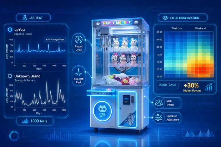 Claw machine lab test and payout heatmap